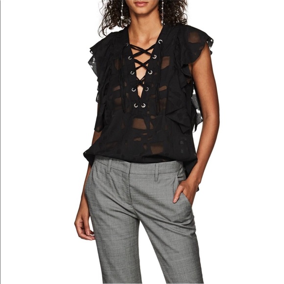 Iro Black Lace-Up Gilka Blouse - Picture 2 of 15